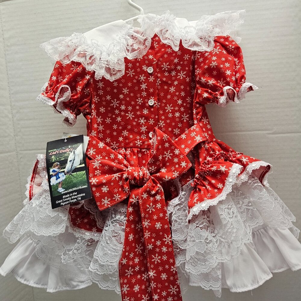 New Lid’l Dolly’s Toddler Girl Red Southern Belle Dress Ruffle Lace Full Circle⭐ - Picture 3 of 16
